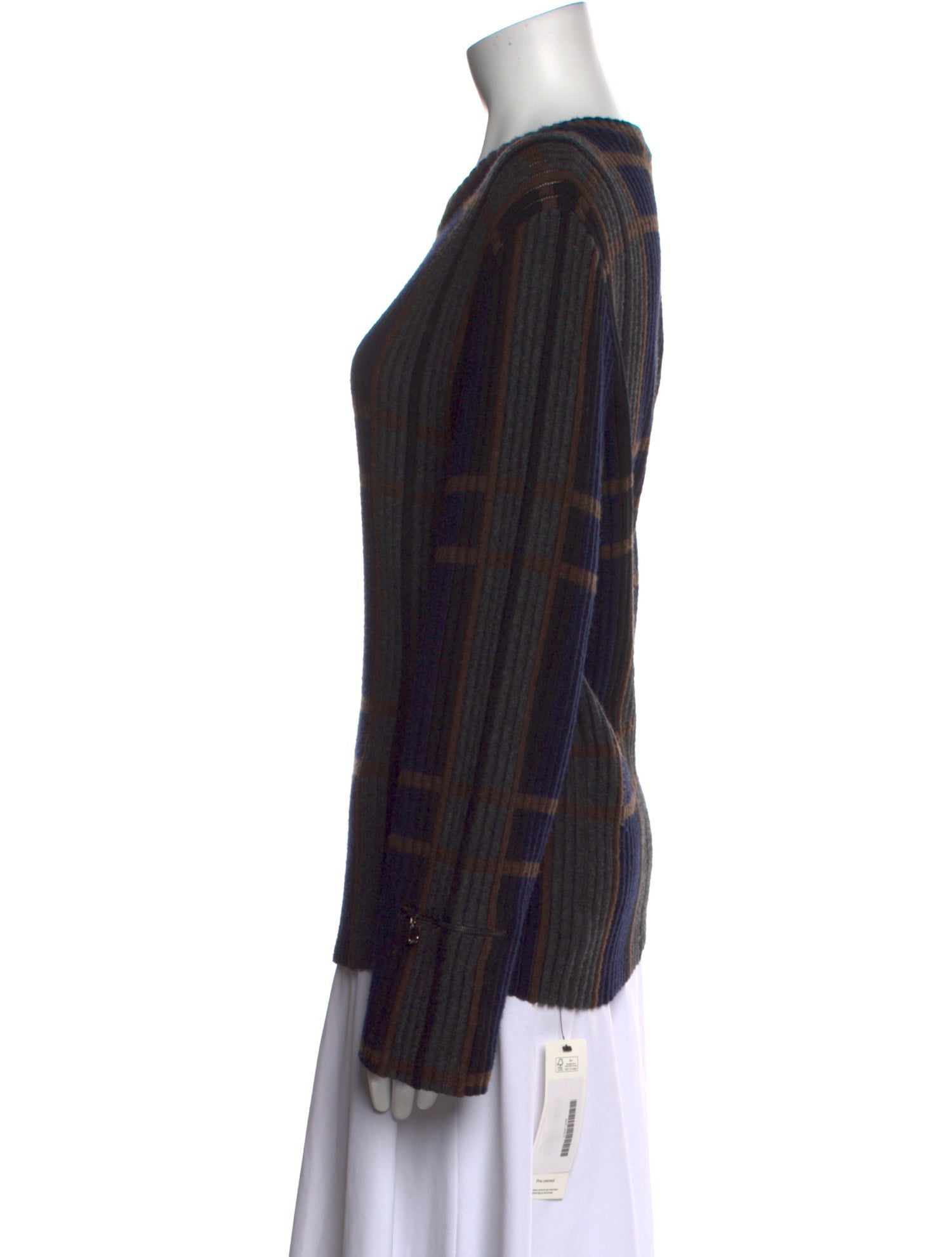 Akris Cashmere Plaid Print Sweater